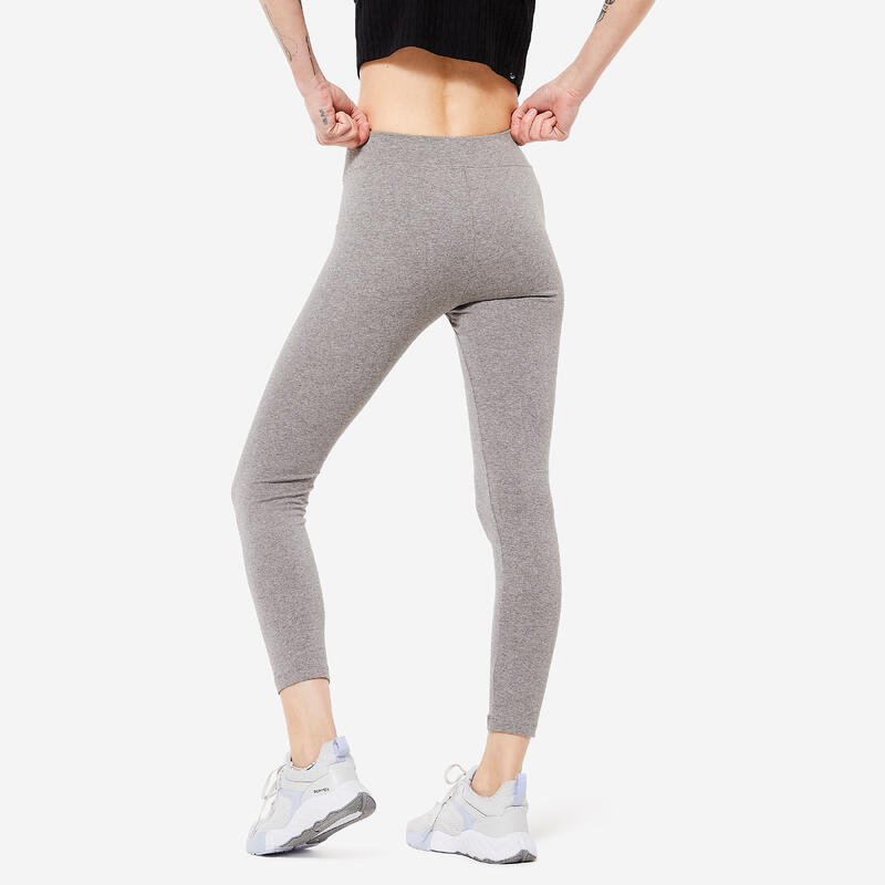 Leggings 7/8 de Fitness Mulher Fit+ 500 Cinzento Mesclado