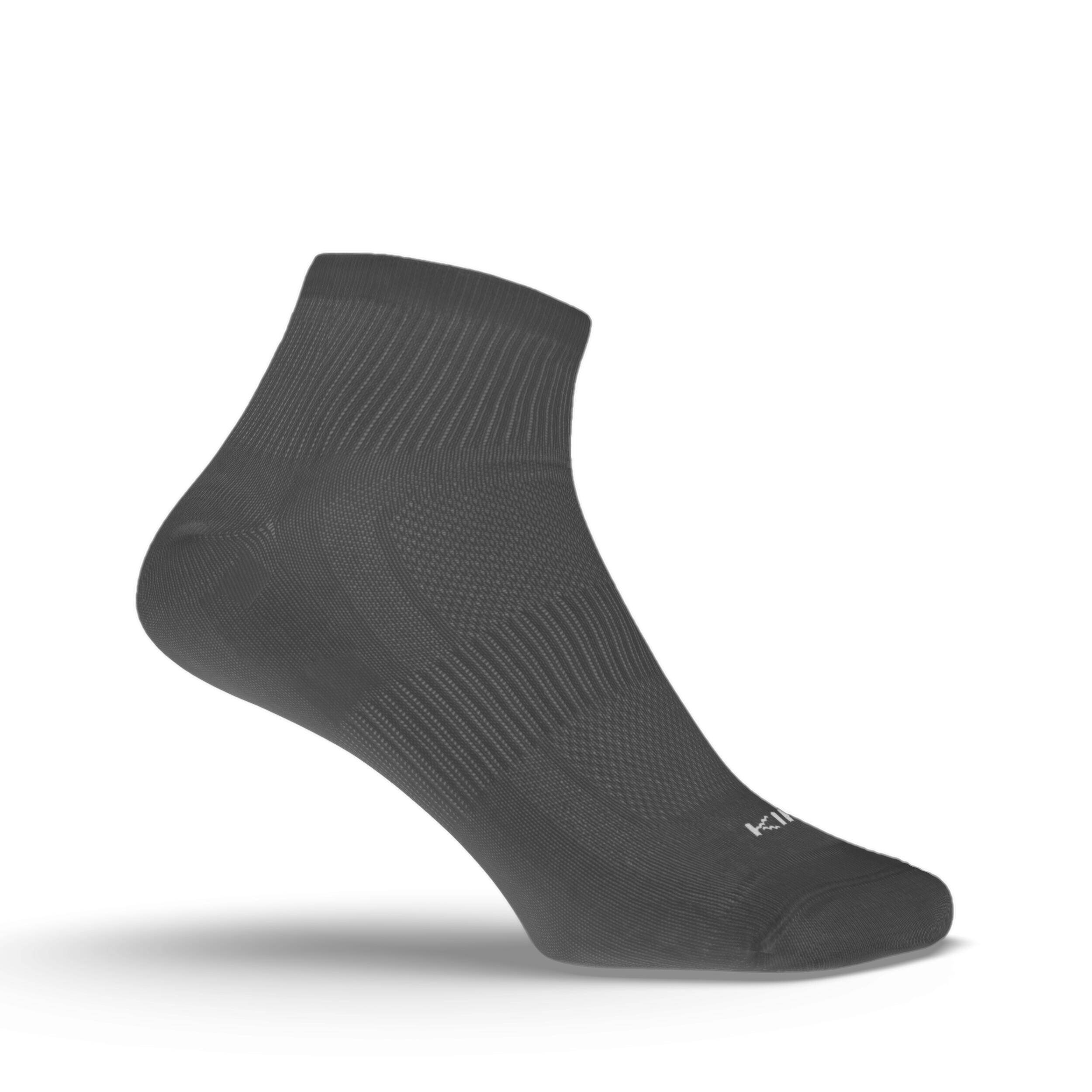 Pack of 3 Running Socks, Quick Dry, Cotton Socks, Run 100 - Grey -  3