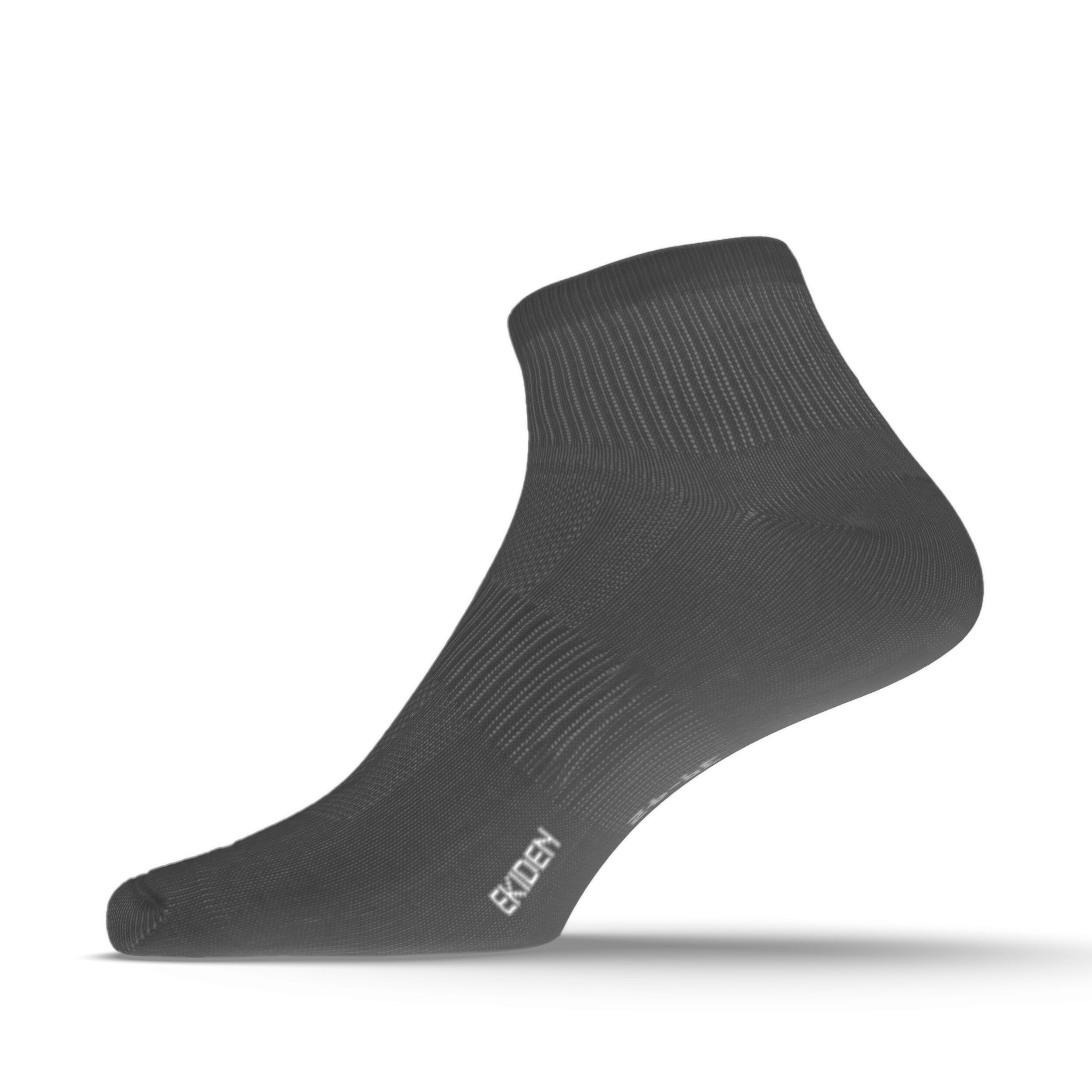 Pack of 3 Running Socks, Quick Dry, Cotton Socks, Run 100 - Grey