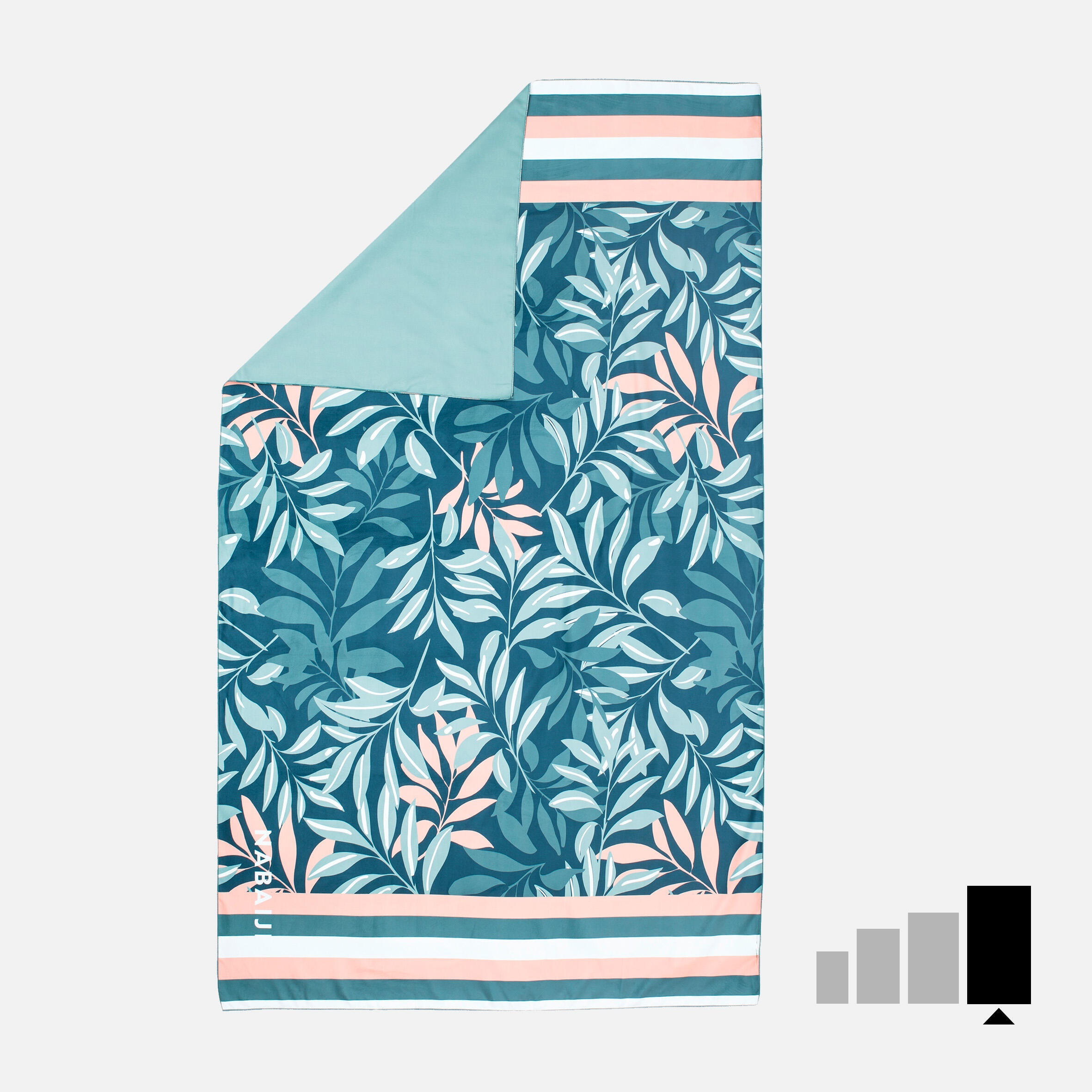 Nabaiji - Serviette De Bain Microfibre Imprimé Taille Xl 110 X 175 Cm - Serviette - Natation - Orange-vert - Taille Unique - Decathlon
