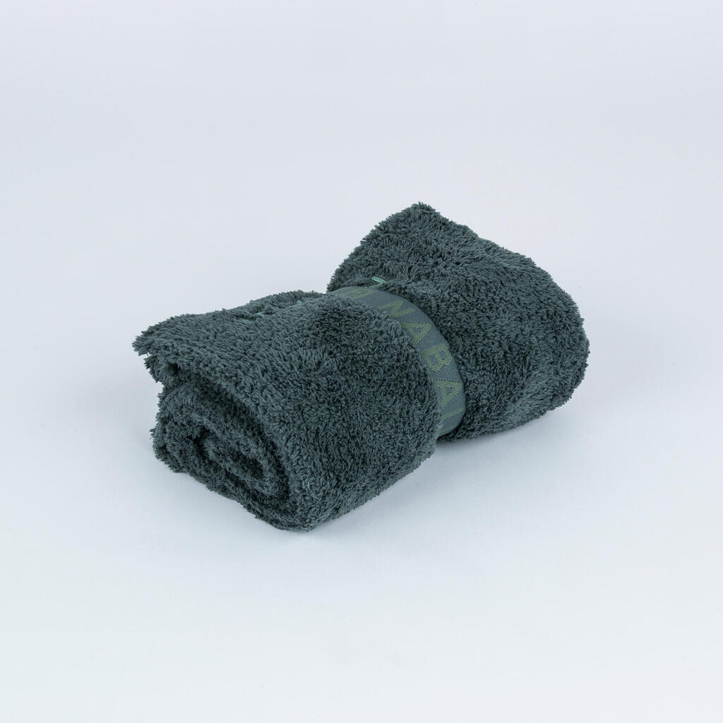 Serviette de bain microfibre ultra douce vert kaki taille l 80 x 130 cm