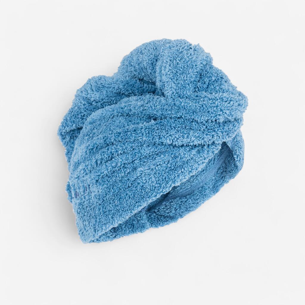 Serviette de bain microfibre douce pour cheveux bleu