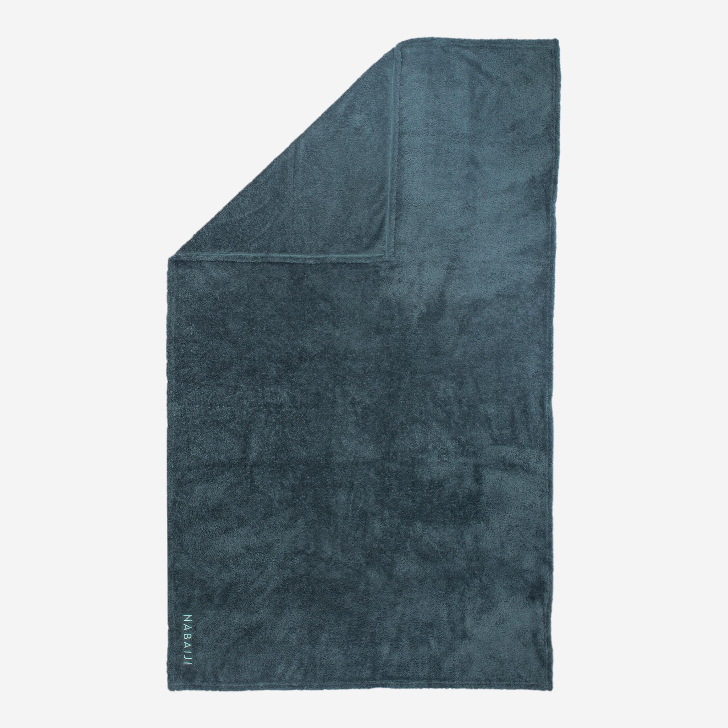 Nabaiji - Serviette De Bain Microfibre Ultra Douce Vert Kaki Taille L 80 X 130 Cm - Serviette - Natation - Vert - Taille Unique - Decathlon