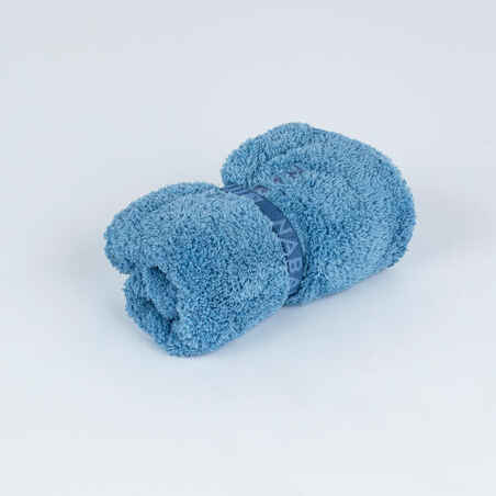 Švelnus mikropluošto rankšluostis plaukams, mėlynas