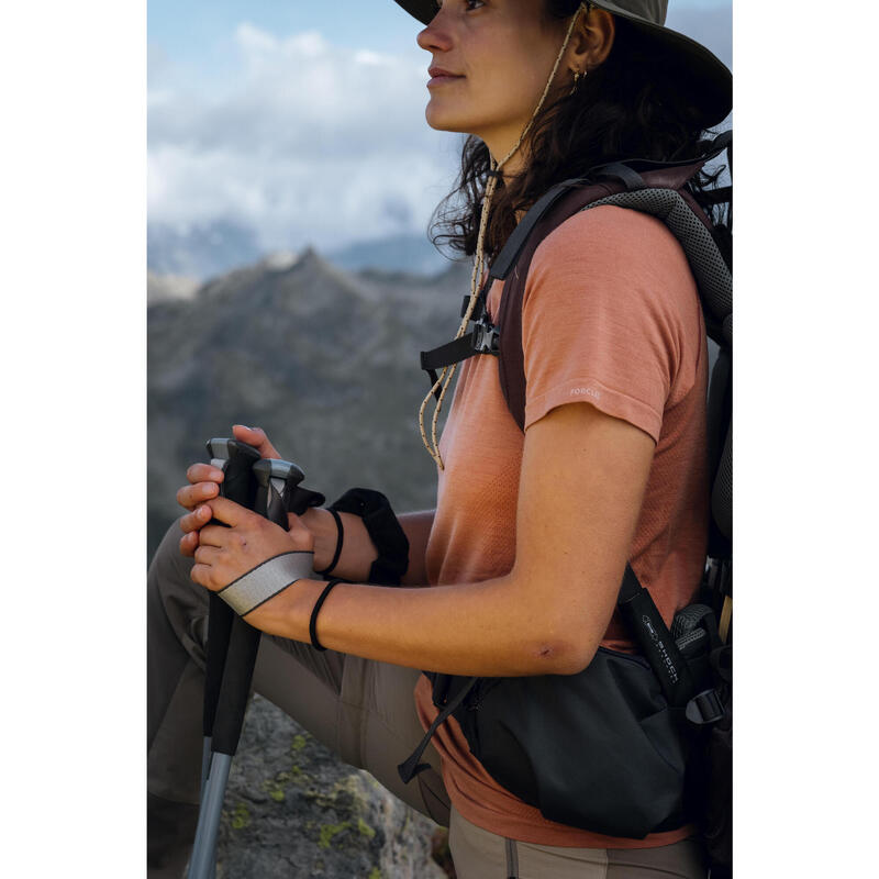 Seamless trekkingshirt met korte mouwen voor dames MT900 merinowol perzikroze