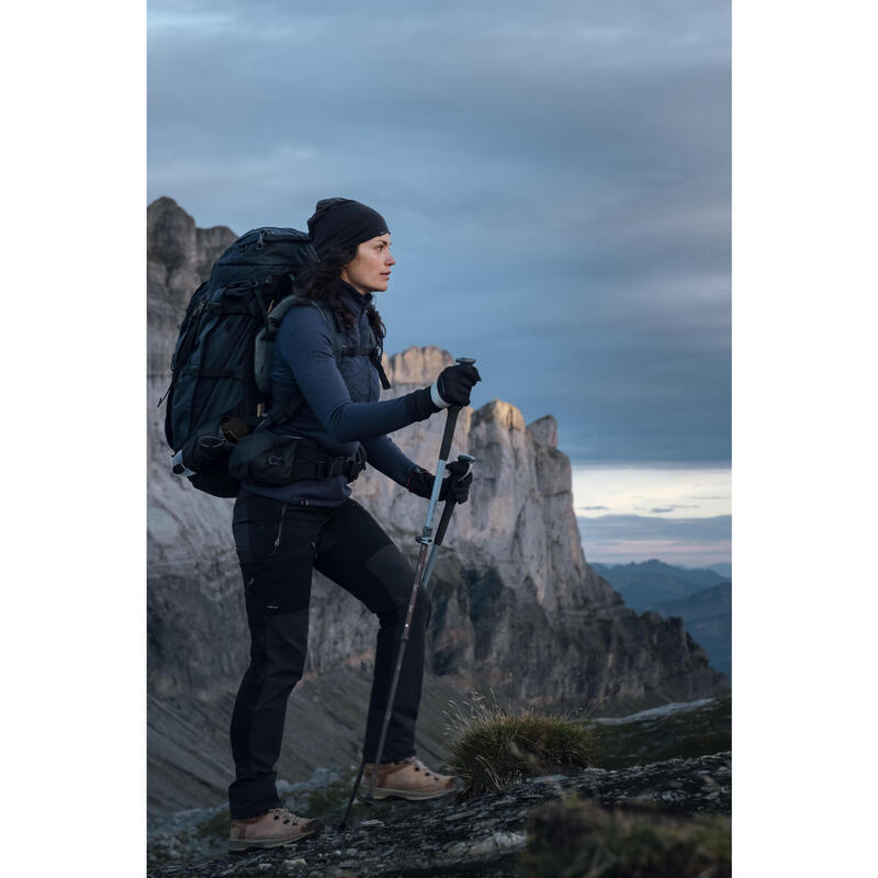 Bluză din lână merinos Trekking la munte MT900 Gri Damă 