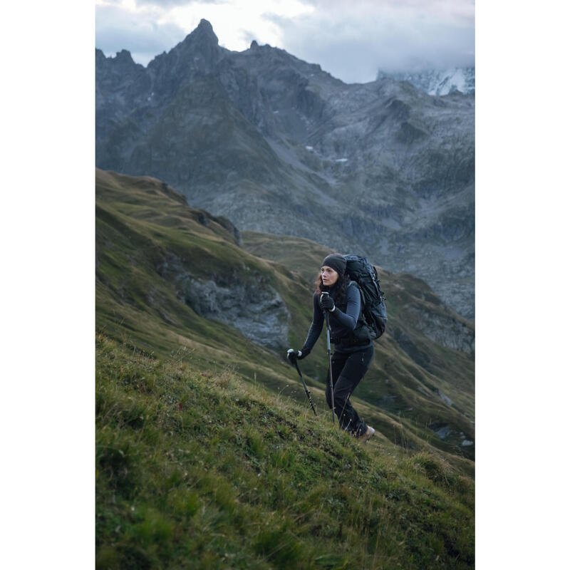 Bluză din lână merinos Trekking la munte MT900 Gri Damă 