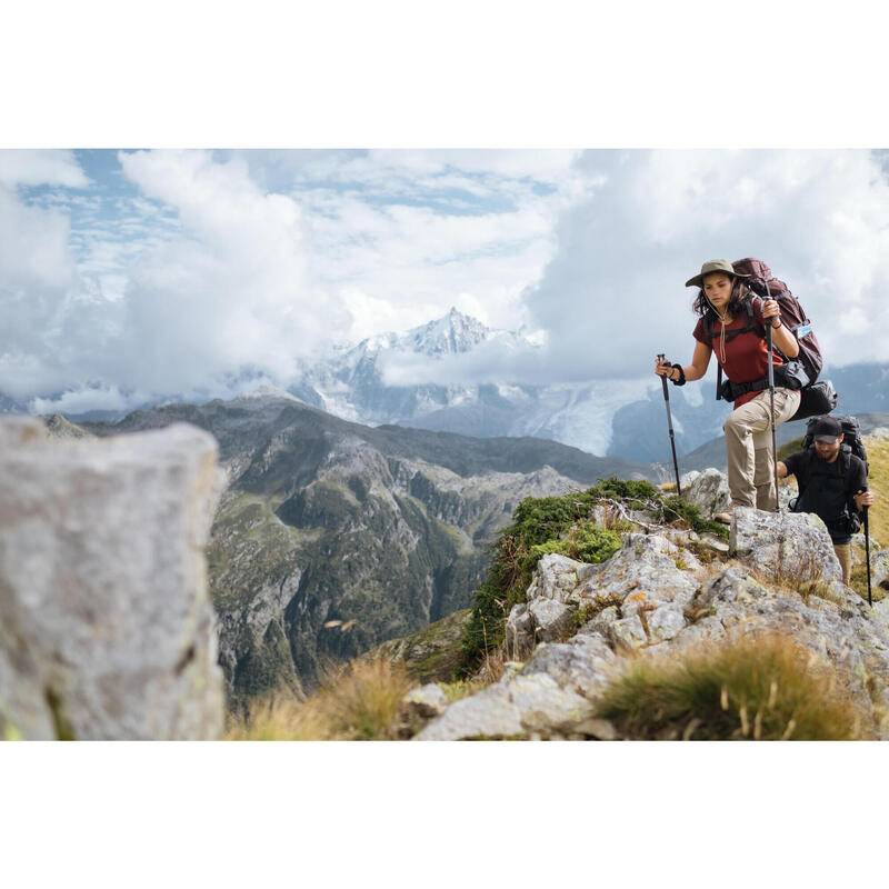 Camiseta de montaña y trekking manga corta lana merino Mujer MT500