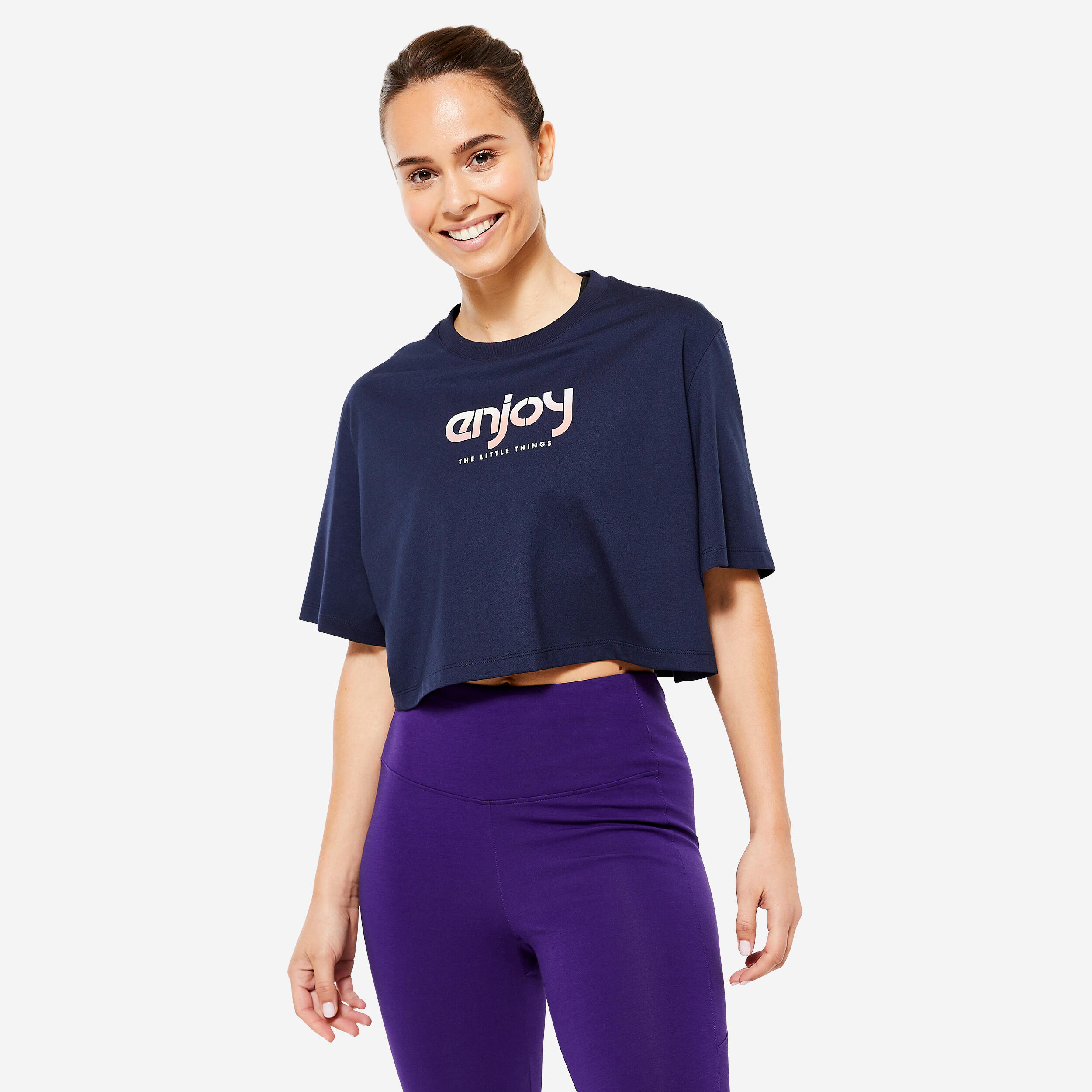 Refurbished Women Cropped T-Shirt Navy Blue - Condition A-image-2