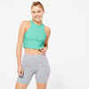 Débardeur CROP TOP Fitness Femme - 520 côtelé vert menthe fraîche