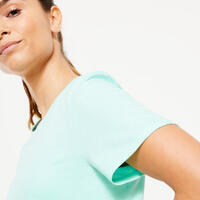 Pastelno zelena ženska majica za fitnes ESSENTIALS 500