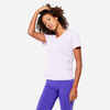 Sieviešu V veida izgriezuma fitnesa T krekls “500”, gaiši violets