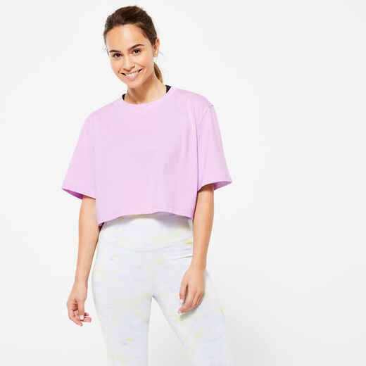 
      T-Shirt Crop Top Damen - blasslila 
  