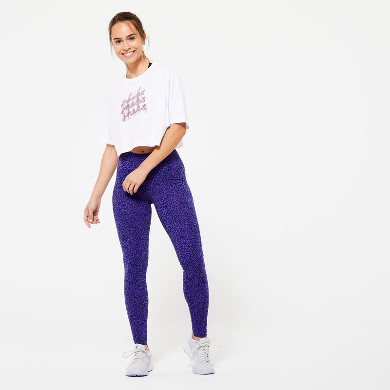 Cropped damesshirt wit met Jump-print