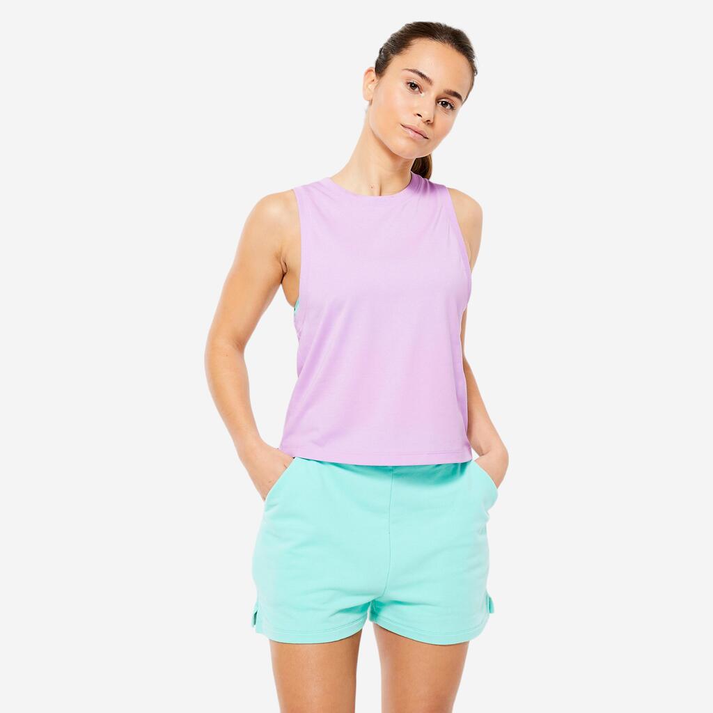 Debardeur crop top femme - parme