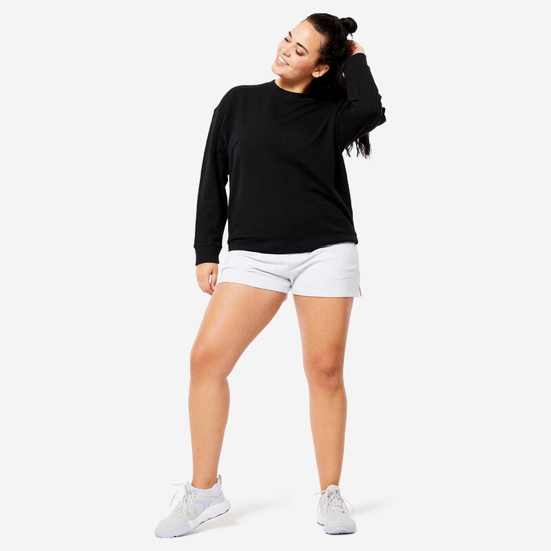 Kadın Siyah Oversize Sweatshirt - Fitness Hafif Antrenman