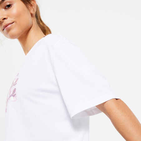 Women's Cropped T-Shirt - White Print Jump