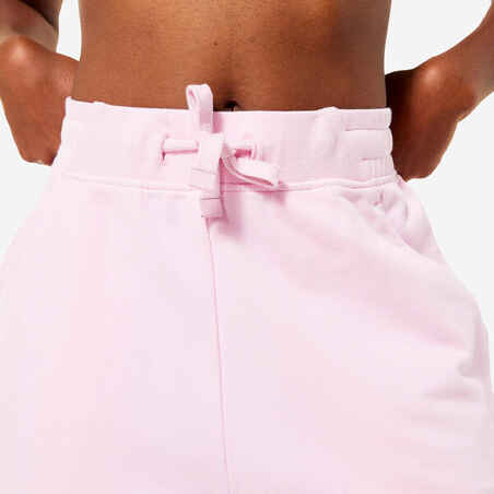 Women's Cotton Fitness Shorts 520 with Pocket - Pale Pink