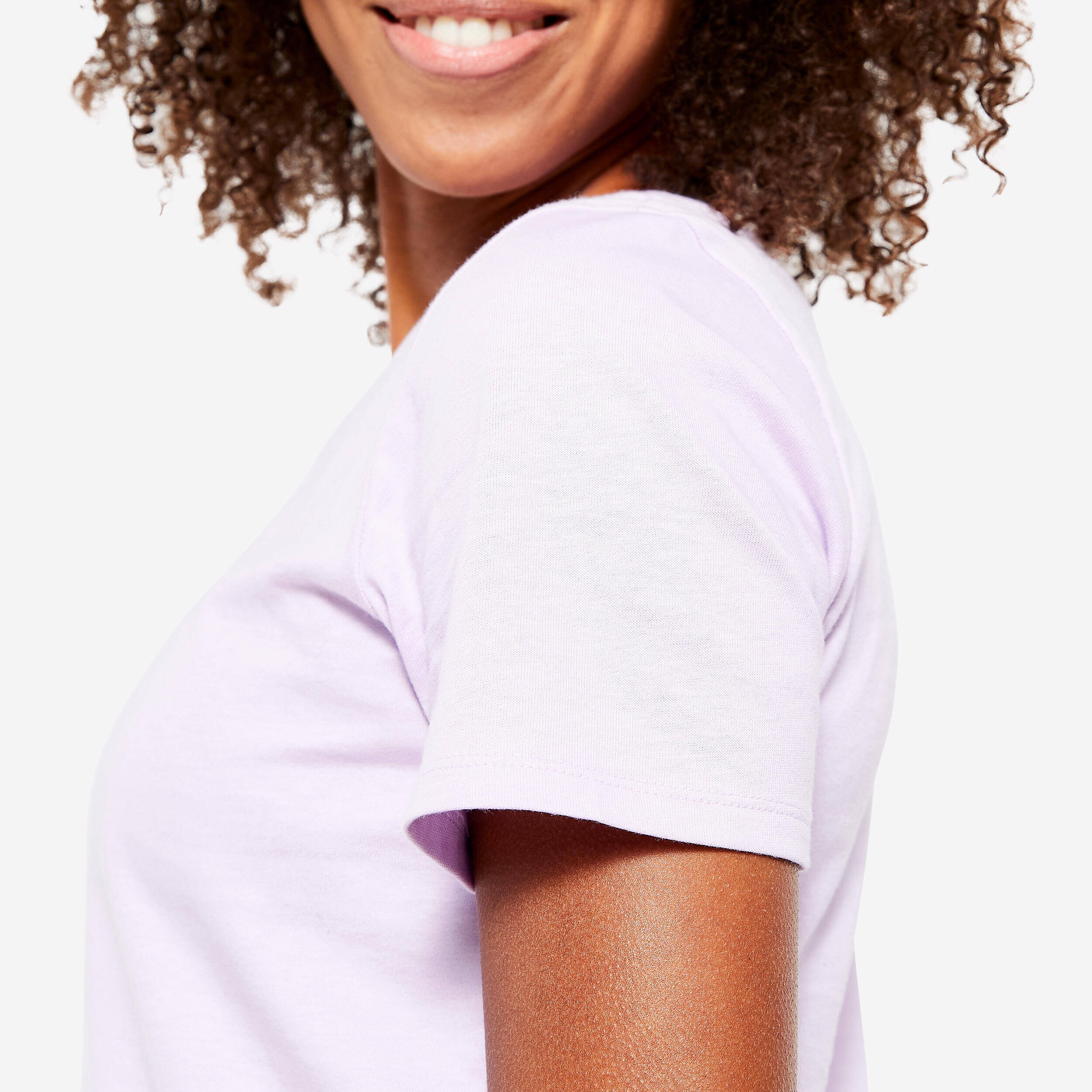 Cotton V- Neck Women's Gym T-Shirt 500 - Lilac Purple -  5
