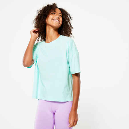 Moteriški laisvi kūno rengybos berankoviai marškinėliai „520“, mėtos spalvos