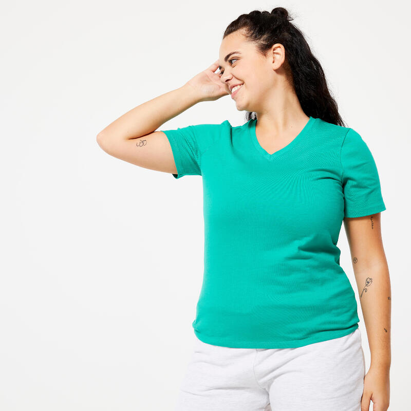 T-Shirt Damen V-Ausschnitt - 500 grün 