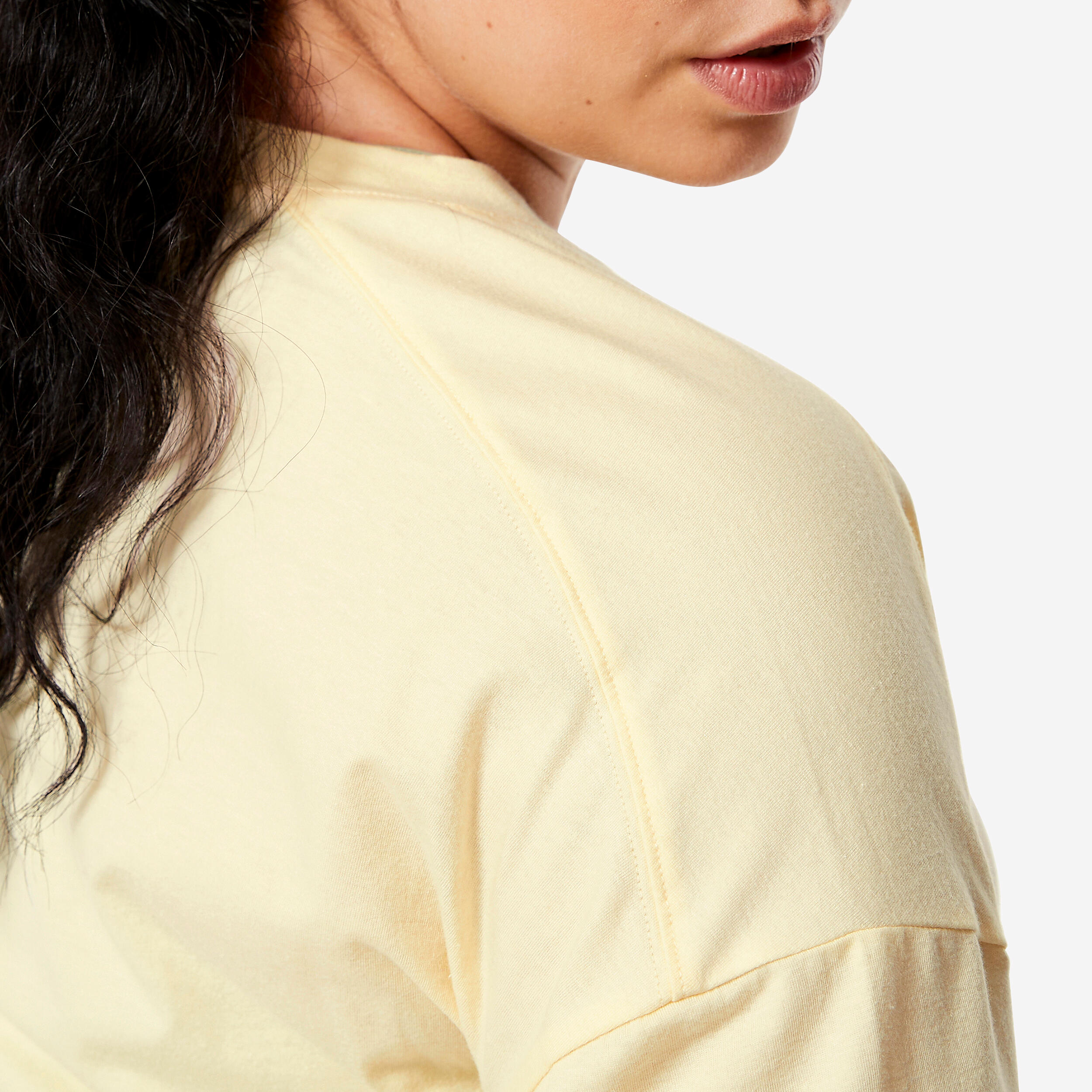 Women's Loose-Fit Fitness T-Shirt 520 - Vanilla 5/5