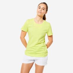 Camiseta Mujer Amarillo Pastel Cuello Redondo Algodón