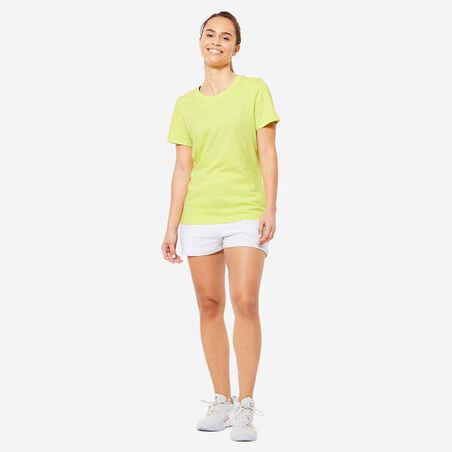 Moteriški kūno rengybos marškinėliai „500 Essentials“, geltoni