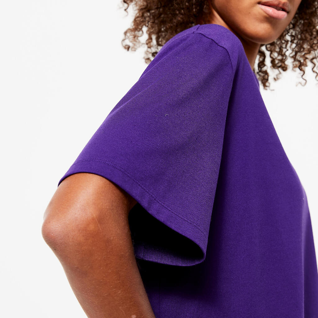 T-shirt crop top femme, bleu lilas