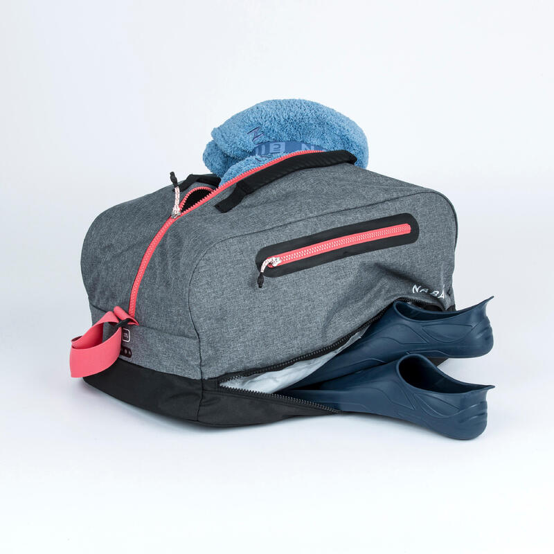 Geantă de piscină Duffle bag 27L 3 compartimente Gri-Roz