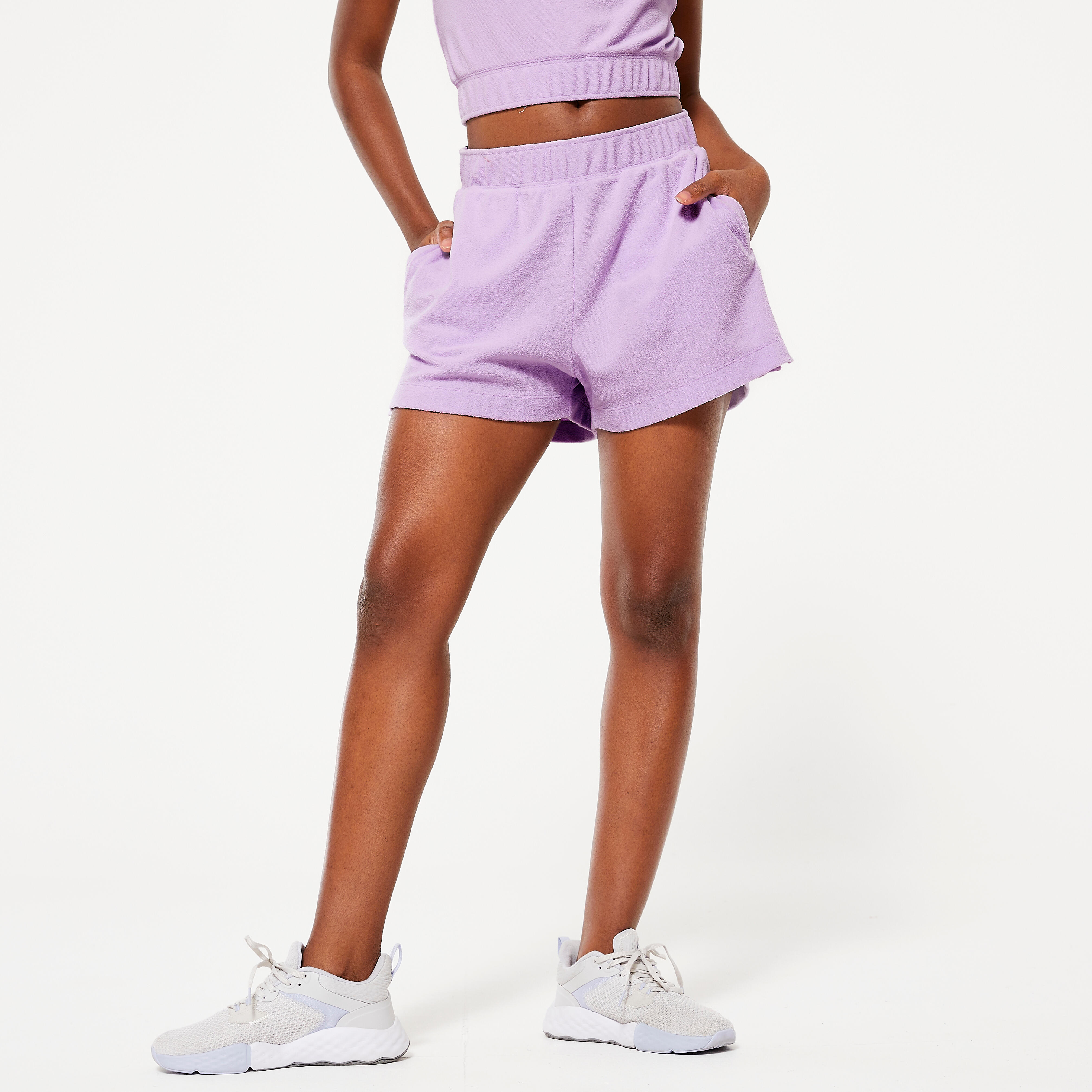 Domyos - Short Femme En Maille Éponge - Parme - Short - Panoplies Training Adultes - Violet - 36 Xs - Decathlon