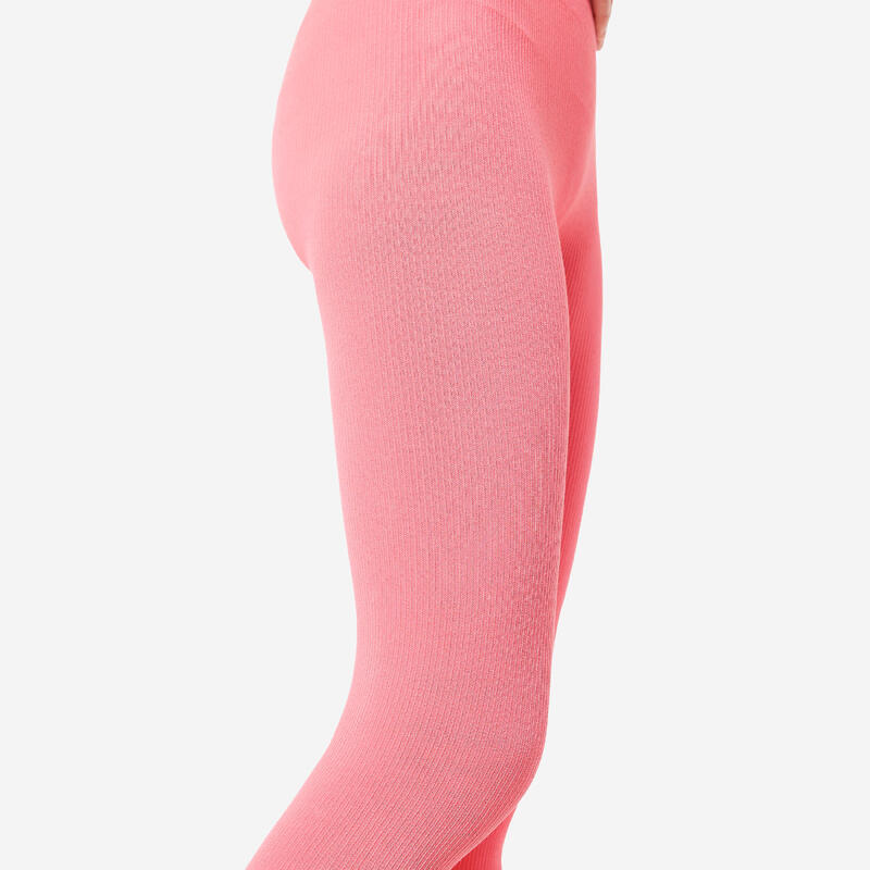 Legging Fitness Femme - 520 Côtelé Rose litchi