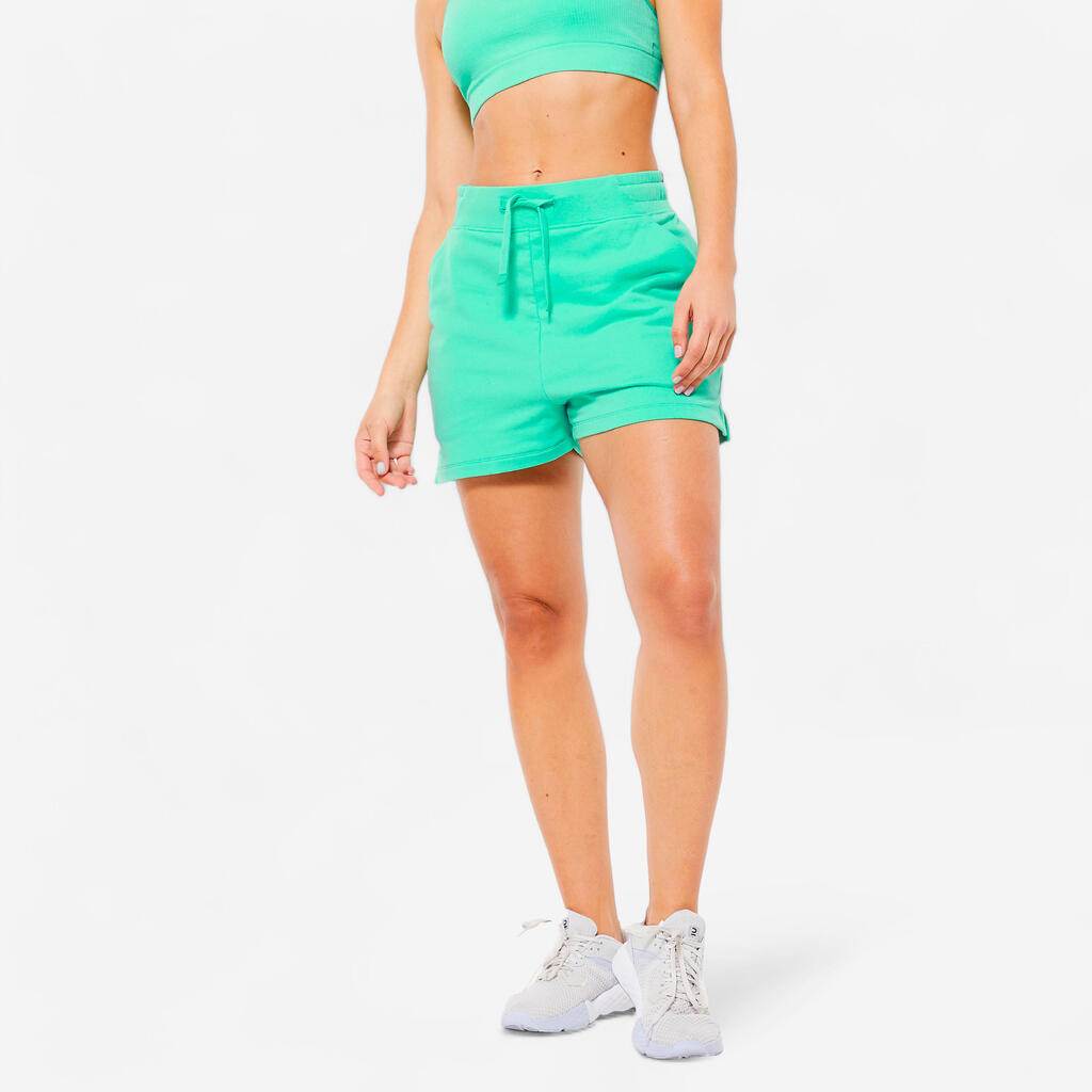 Short de fitness avec poche femme, bleu flocon