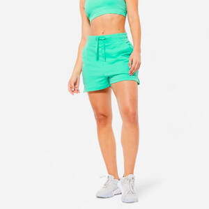 Women's Fitness Cotton Shorts 520 with Pocket - Mint Green