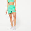 Short Fitness femme coton avec poche - 520 vert menthe