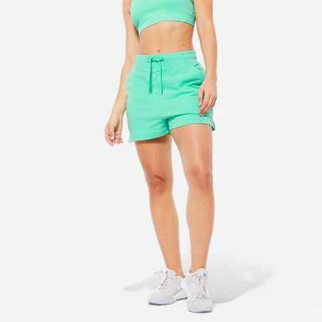 Women's Fitness Cotton Shorts 520 with Pocket - Mint Green