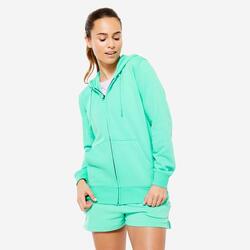 Sudadera Fitness Mujer Verde Espuma Cremallera