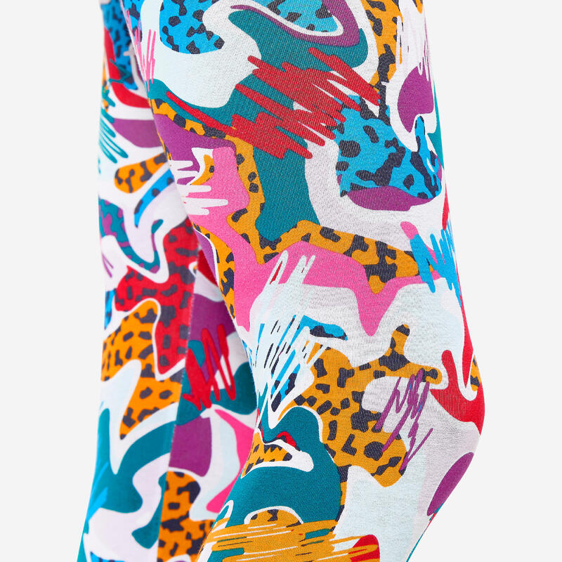 Leggings donna palestra FIT+ 500 vita alta cotone multicolore stampati