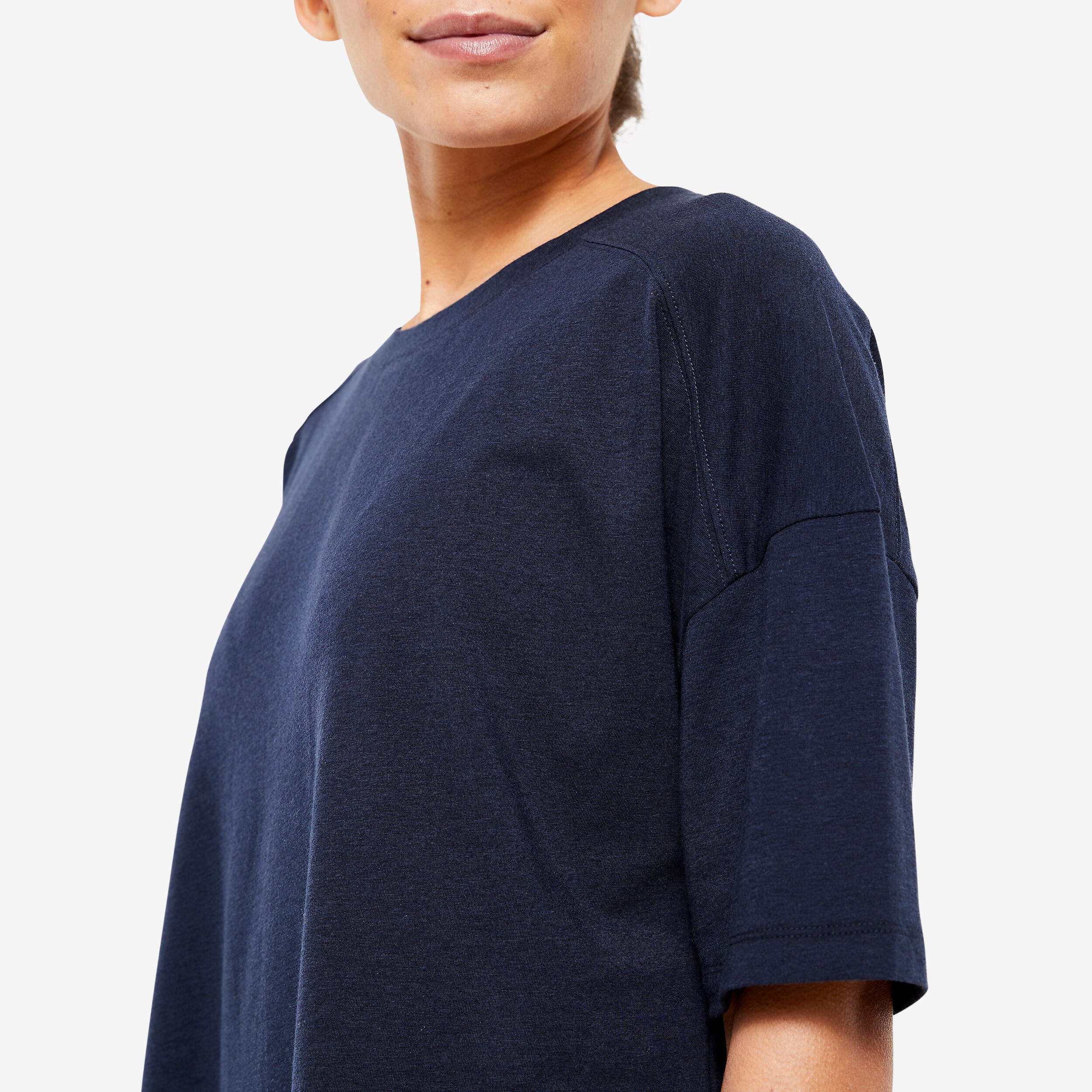 Women's Loose-Fit Fitness T-Shirt 520 - Navy 4/5