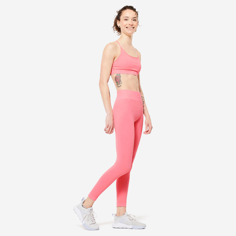 Legging de fitness taille haute femme, rose