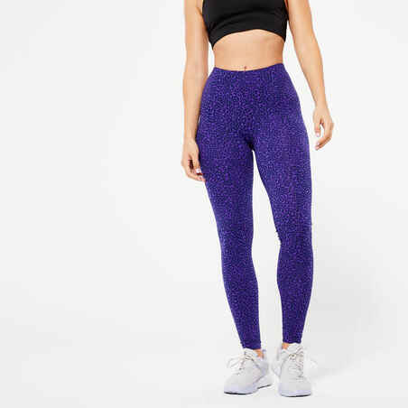 Women's Slim-Fit Fitness Leggings Fit+ 500 - Blue Print