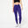 Legging donna fitness FIT+ 500 vita alta cotone leggero blu stampati