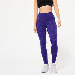 Leggings Fitness Fit+ 500 Mujer Azul Estampado Slim