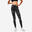 Leggings Fitness Fit+ 500 Mujer Negro Estampado Slim
