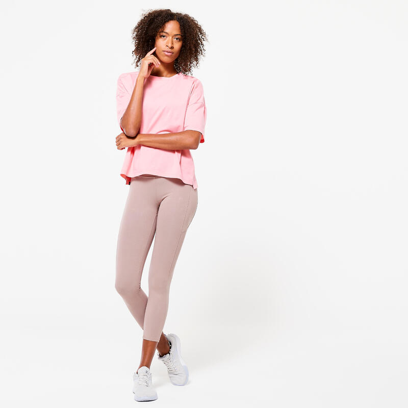 Fitness T-shirt voor dames loose fit 520 litchi roze