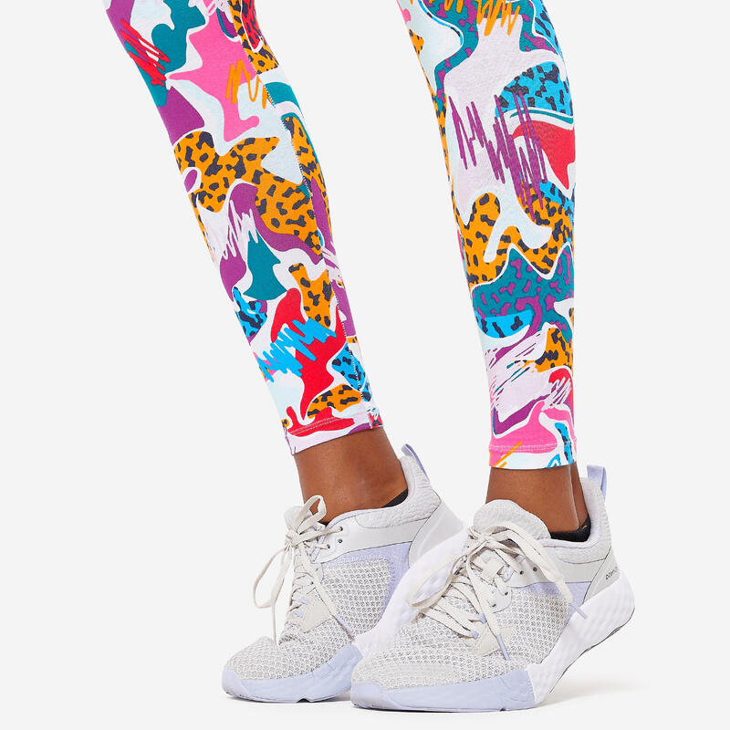 Leggings Slim de Fitness Mulher Fit+ 500 Estampado Multicolorido