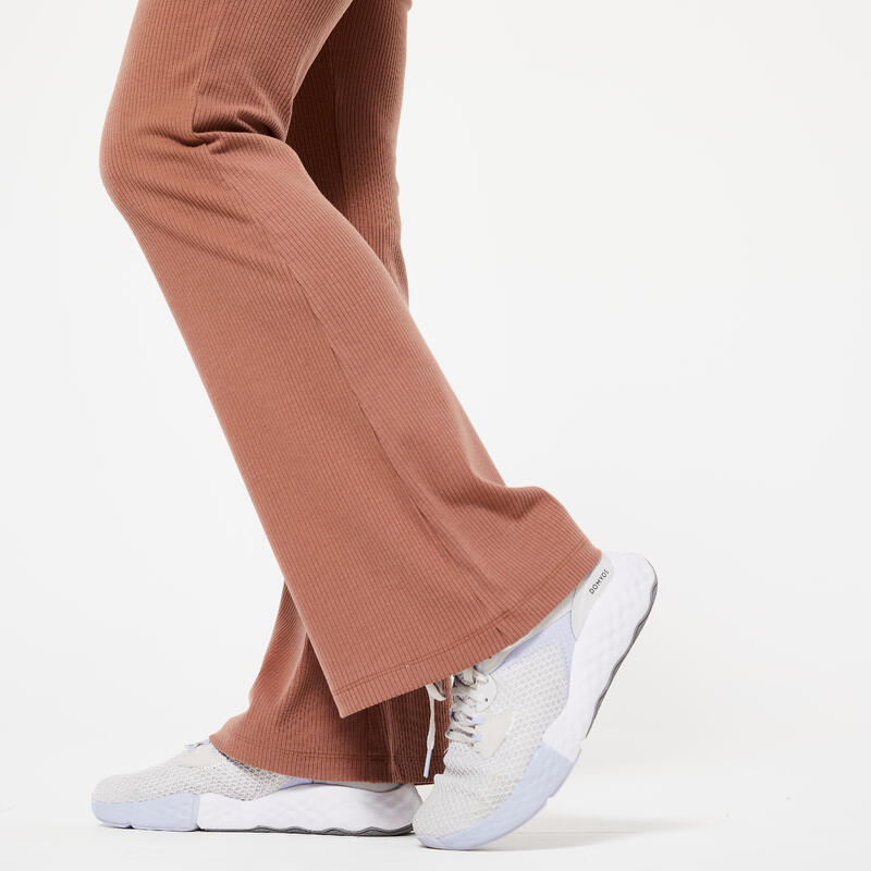 Legging côtelé jambes larges femme - caramel