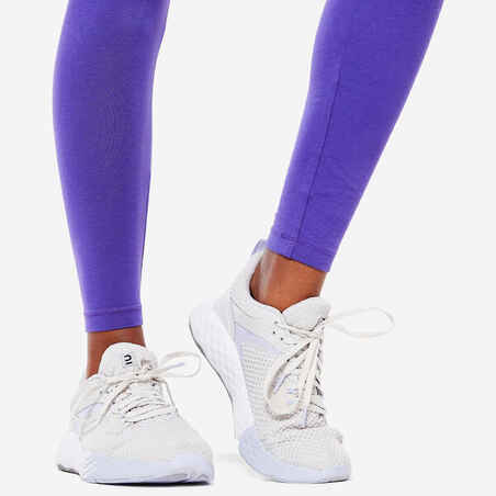 Leggings Fitness 500 Mujer Violeta Slim Fit+