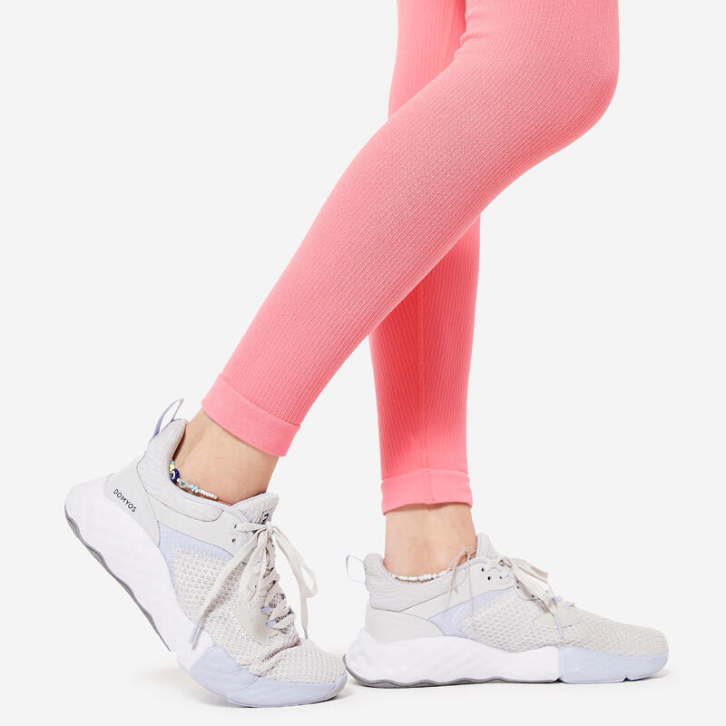 Legging de fitness taille haute femme, rose