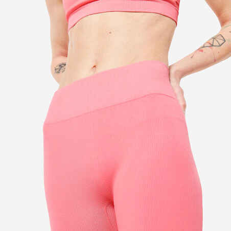 Women's Ribbed Fitness Leggings 520 - Pink Litchi